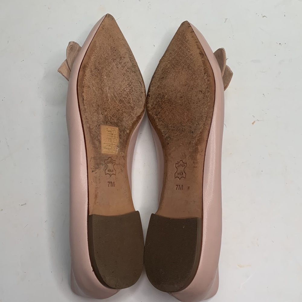 Tory Burch Rosalind Pale Pink Leather Ballet Flat with Bows S-168 Sz 7 - Picture 11 of 12